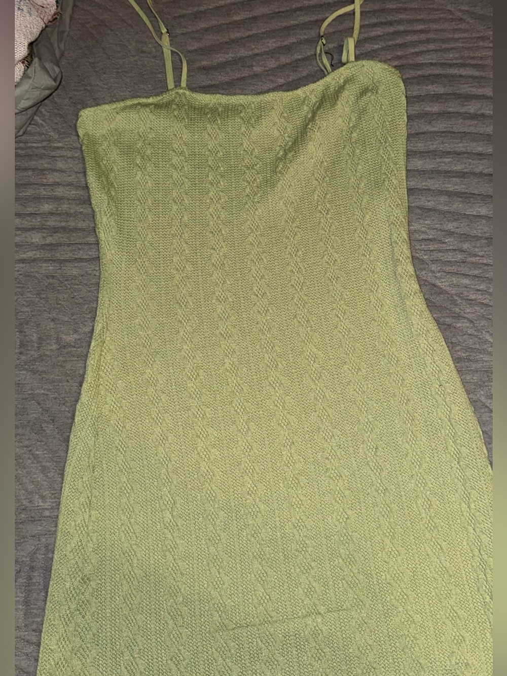 Light Green Knit Spaghetti-Strap Dress